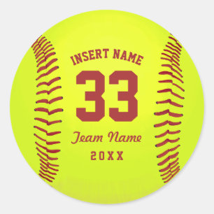 Personalised Softball Team Classic Round Sticker