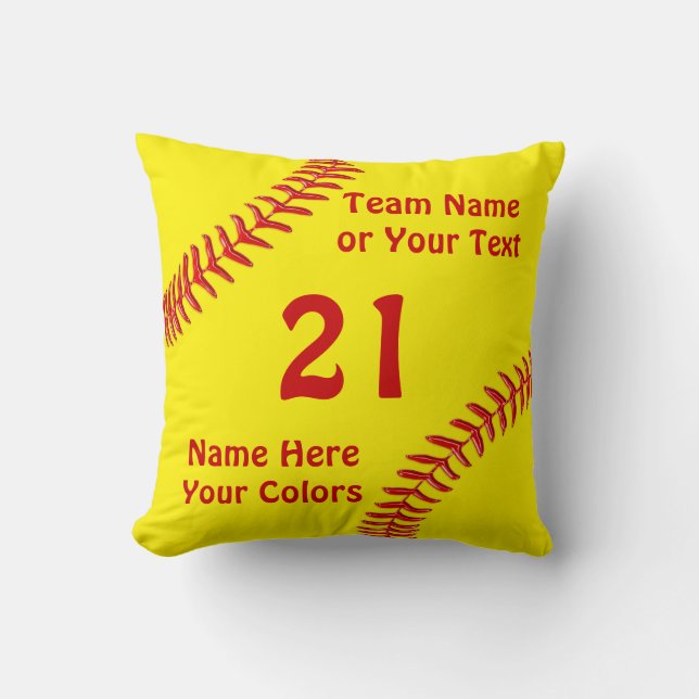 Personalised Softball Team Gifts, Softball Pillows (Front)