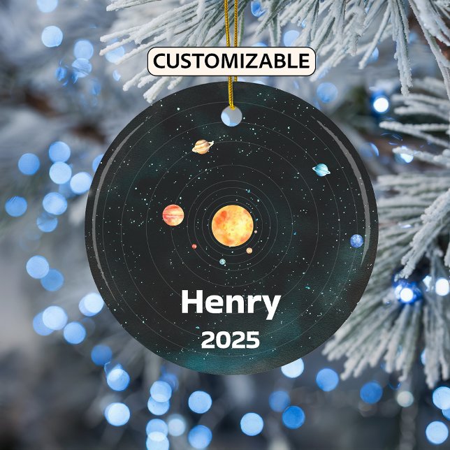 Personalised Solar System Ornament, Space, Planets Ceramic Tree Decoration (Creator Uploaded)