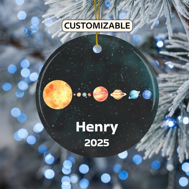 Personalised Solar System Ornament, Space, Planets Ceramic Tree Decoration (Creator Uploaded)