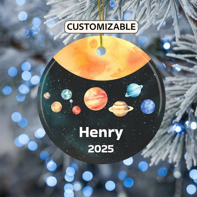 Personalised Solar System Ornament, Space, Planets Ceramic Tree Decoration (Creator Uploaded)