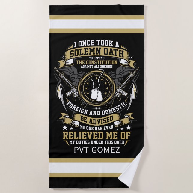 Personalised Soldiers Oath Beach Towel (Front)