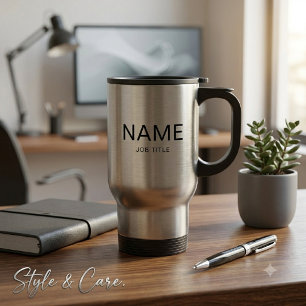 Personalised Solid Black Travel Mug with Your Name