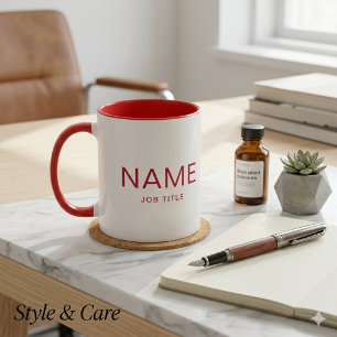 Personalised Solid Red Combo Mug with Your Name