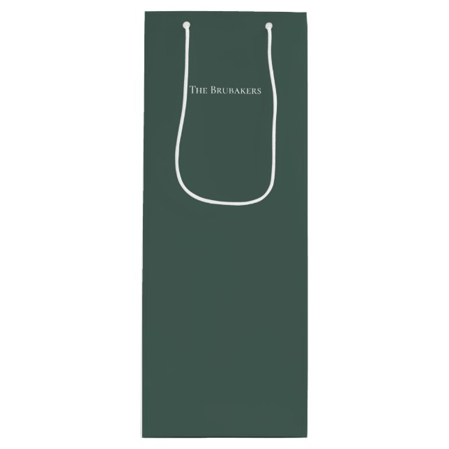 Personalised Solid Sage Green Minimalist Holiday Wine Gift Bag (Front)