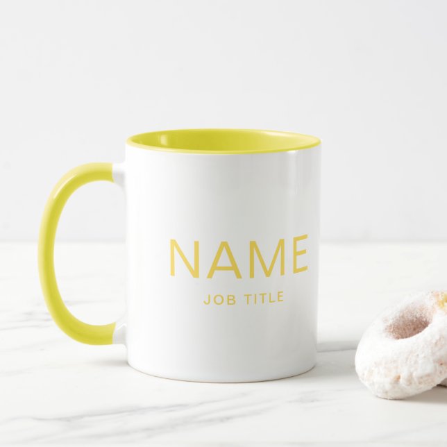 Personalised Solid Yellow Combo Mug with Your Name (With Donut)