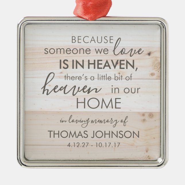 Personalised Someone In Heaven Square Ornament (Front)