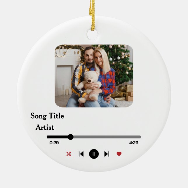 Personalised Song Lyrics Photo For The Couple Ceramic Tree Decoration (Back)