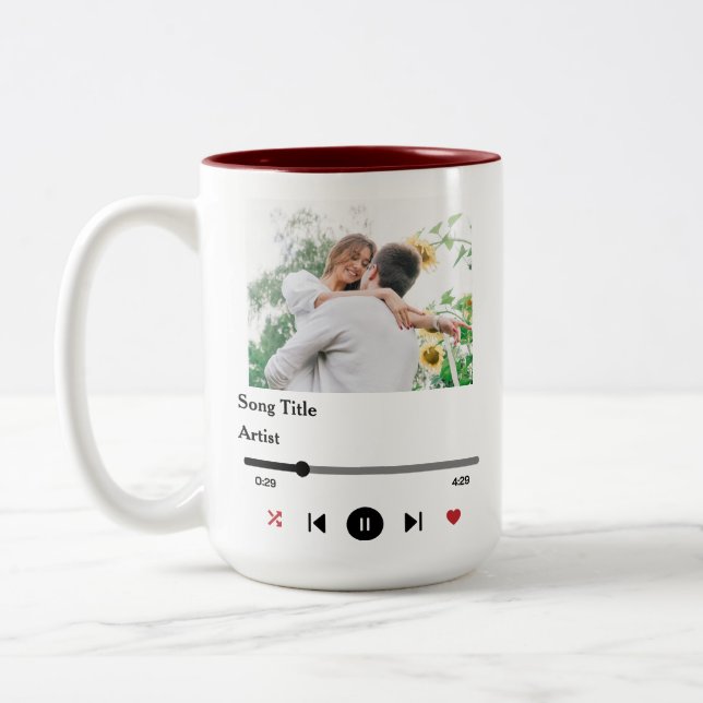 Personalised Song Lyrics Photo For The Couple Two-Tone Coffee Mug (Left)