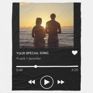 Personalised Song Name Playlist Couple Photo gift Fleece Blanket