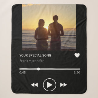Personalised Song Name Playlist Couple Photo gift Sherpa Blanket