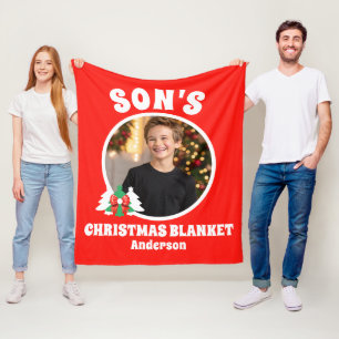 Personalised Son's Photo Christmas Fleece Blanket