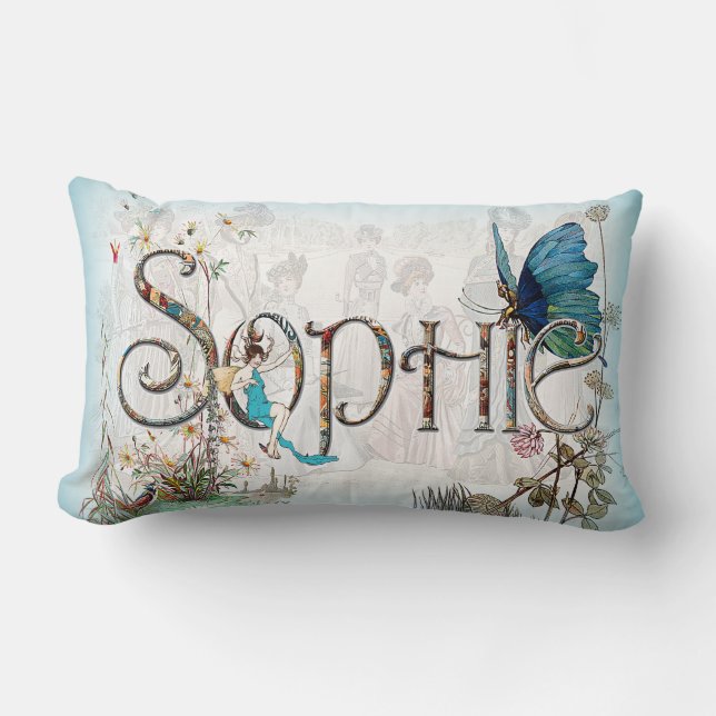 Personalised `Sophie' cushion (Blue) (Front)