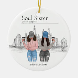 Personalised Soul Sister Christmas Gift Ceramic Tree Decoration