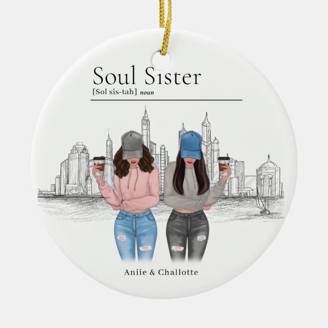 Personalised Soul Sister Christmas Gift  Ceramic Tree Decoration (Front)