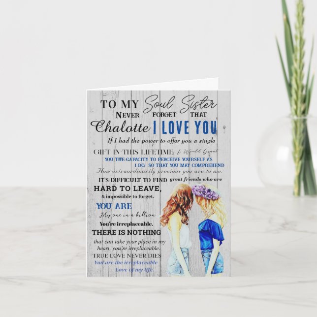 Personalised Soul Sister Definition Friend Quotes Holiday Card (Front)