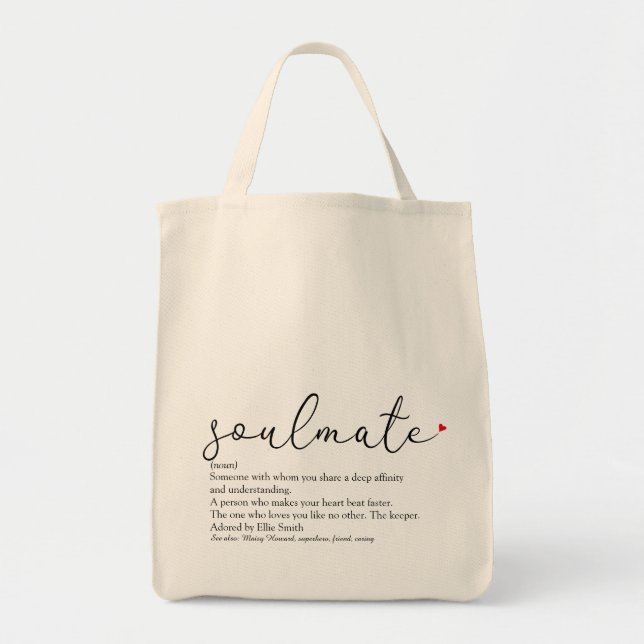 Personalised Soulmate Definition Red Love Heart Tote Bag (Front)