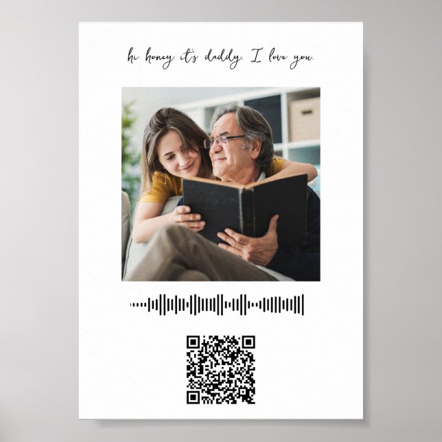 Personalised Soundwave Art Qr Code Family Image  Poster (Front)