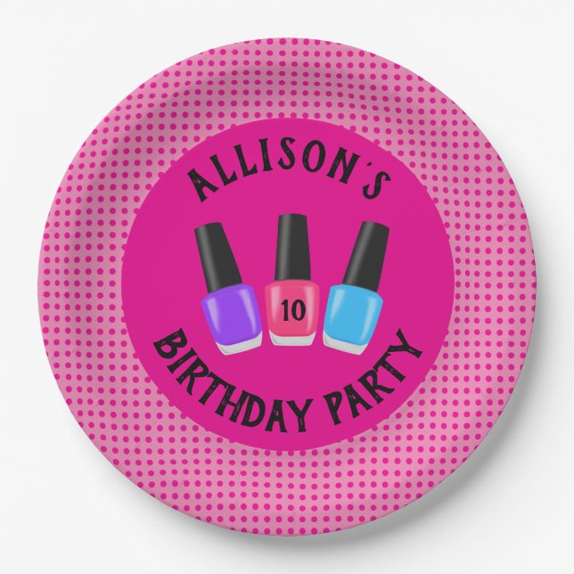 Personalised Spa Birthday Party Plates (Front)