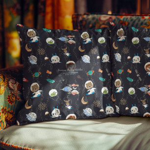 Personalised Space Animals Throw Pillow