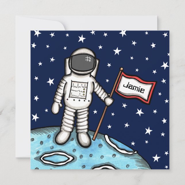 Personalised Space Astronaut Birthday Invitation (Front)