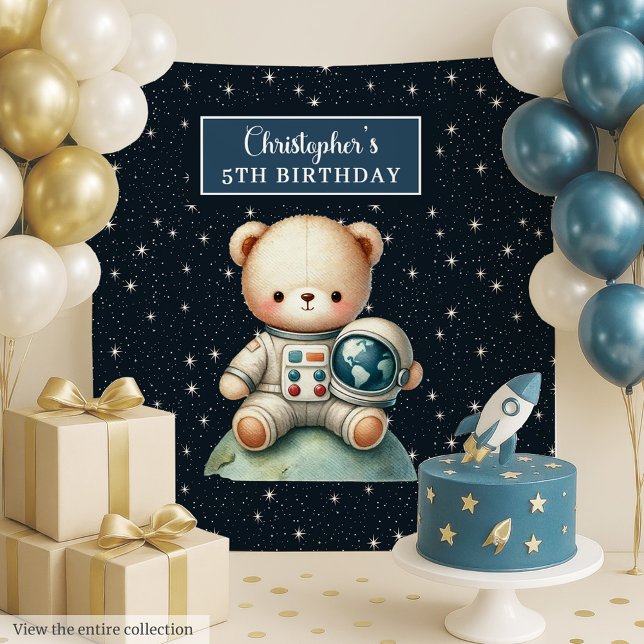 Personalised Space Bear Wall Decor for Boys Tapestry (Personalized Space Bear Wall Decor for Boys)