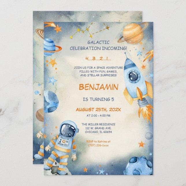 Personalised Space Birthday Template (Front/Back)