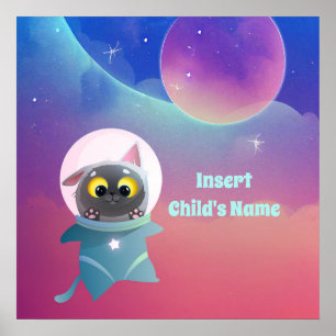 Personalised Space Cat Poster