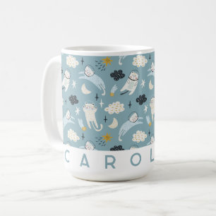 Personalised Space Cats Mug   Cute Custom Name