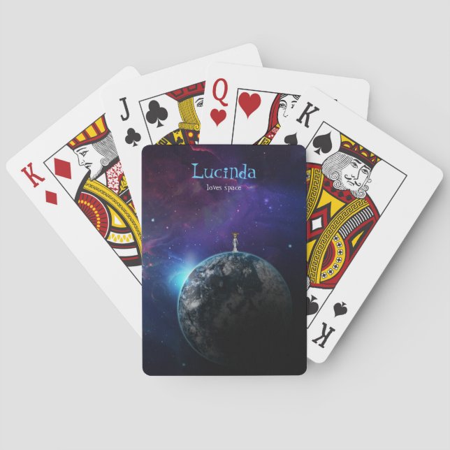 Personalised Space galaxy stars and planets Playing Cards (Back)