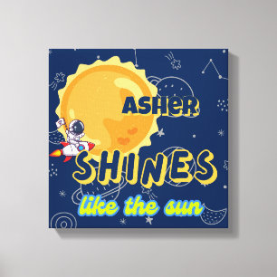 Personalised Space Kids Affirmation Nursery Deco Canvas Print
