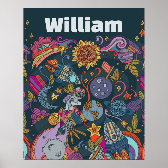 Personalised Space Name Poster for Kids  (Front)