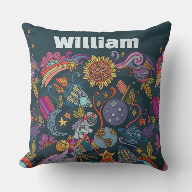 Personalised Space Name Poster for Kids  Cushion (Front)