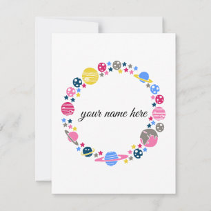 Personalised Space Notecards for Girls