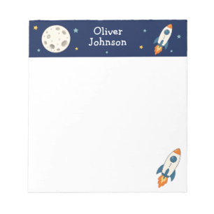 Personalised Space Rocket Name School Notepad