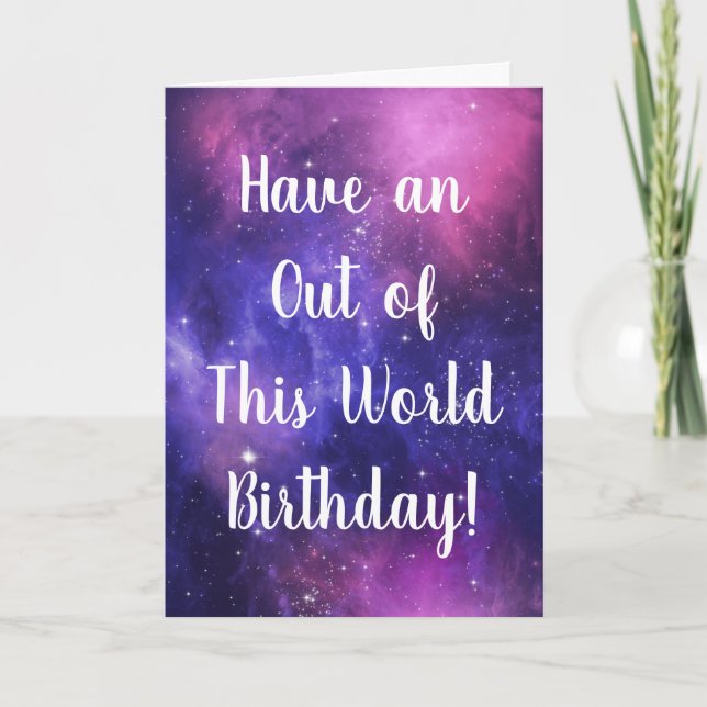 Personalised Space Sky Purple & Magenta Birthday Card (Front)