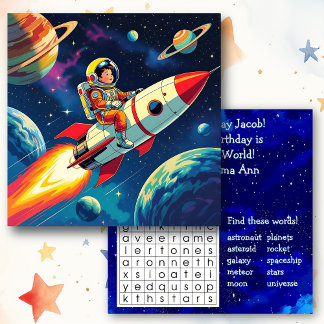 Personalised Space Themed Boy's Birthday Card