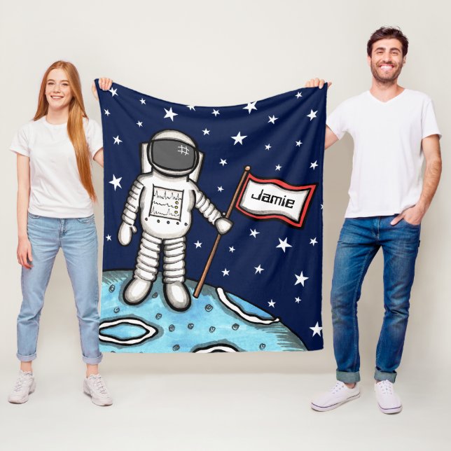 Personalised Spaceman Astronaut Cosmonaut Fleece B Blanket (In Situ)