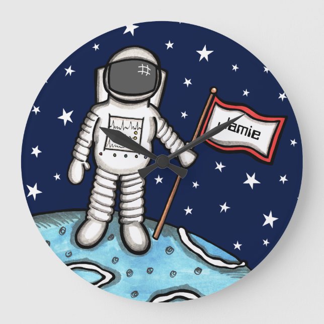 Personalised Spaceman Astronaut Cosmonaut Large Cl Clock (Front)
