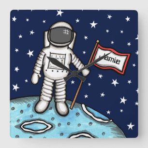 Personalised Spaceman Astronaut Cosmonaut Square W Wall Clock
