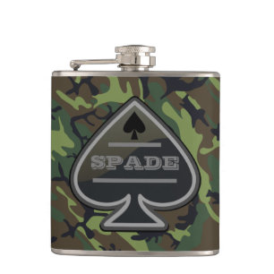 Personalised Spade Camo Hip Flask