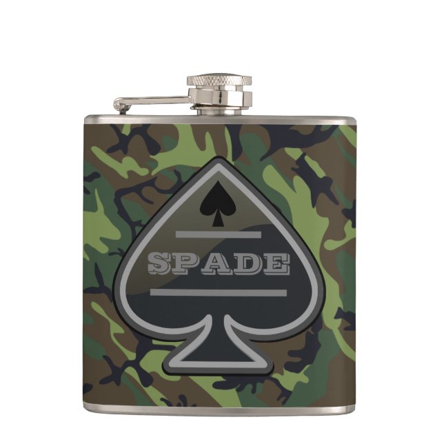 Personalised Spade Camo Hip Flask (Front)