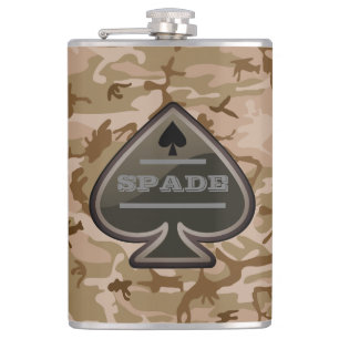 Personalised Spade Desert Camo Hip Flask