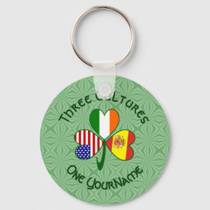  Personalised Spain Ireland USA Shamrock  Key Ring