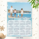 Personalised Spanish Calendar 2025 Photo Magnet<br><div class="desc">This coastal blue 2025 magnetic calendar in Spanish has Mondays as the first days of the week. It's easy to personalise and customise with your family name and own photo to create practical gifts. Click "Personalise this template" and change the photo to get the result with the same stylish frame-look...</div>