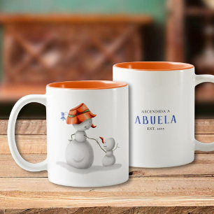 Personalised Spanish Snowman Promoted to Grandma Two-Tone Coffee Mug