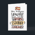 Personalised Spanish Teacher Thank You Card<br><div class="desc">Personalised Spanish Teacher thank you card with You are the best Español teacher calligraphy,  editable name and text inside.Geography</div>