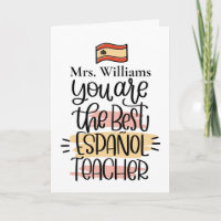 Personalised Spanish Teacher Thank You Card