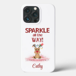 Personalised Sparkle All the Way Reindeer  iPhone 13 Pro Case