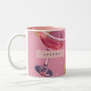 Personalised Sparkle Glam Pink Cocktail Two-Tone Coffee Mug